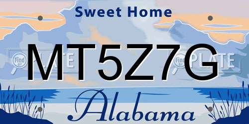 MT5Z7G Alabama License Plate