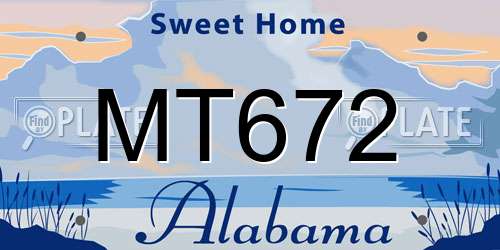 MT672 Alabama License Plate
