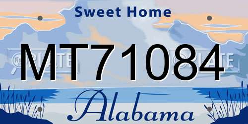 MT71084 Alabama License Plate