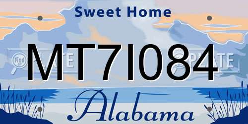 MT7I084 Alabama License Plate