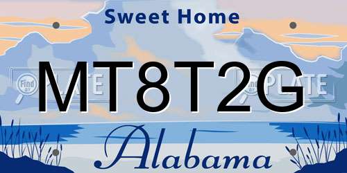 MT8T2G Alabama License Plate