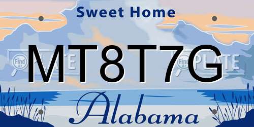 MT8T7G Alabama License Plate