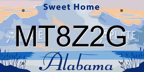 MT8Z2G Alabama License Plate