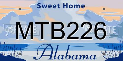 MTB226 Alabama License Plate