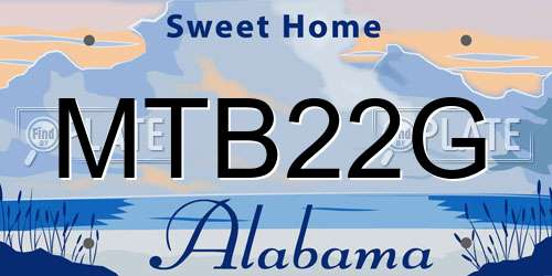 MTB22G Alabama License Plate