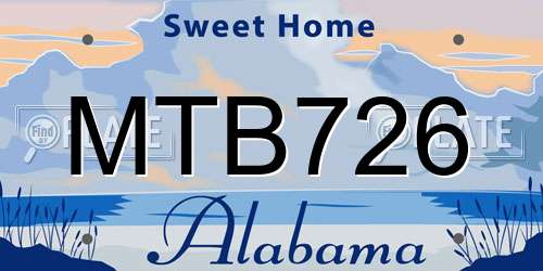 MTB726 Alabama License Plate