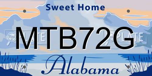 MTB72G Alabama License Plate