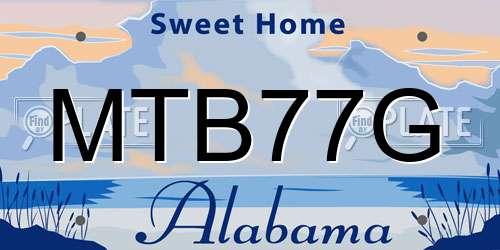 MTB77G Alabama License Plate