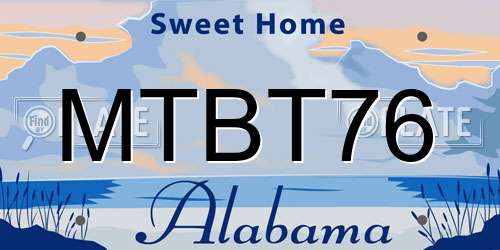 MTBT76 Alabama License Plate