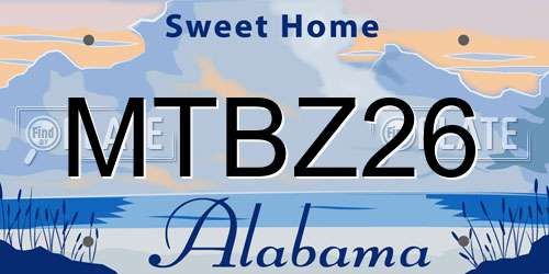 MTBZ26 Alabama License Plate