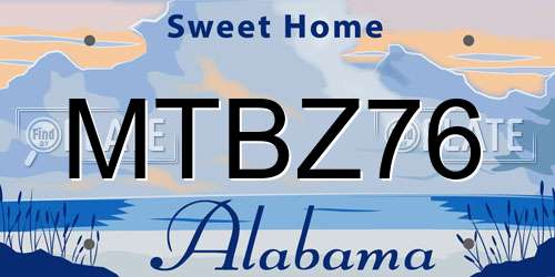 MTBZ76 Alabama License Plate