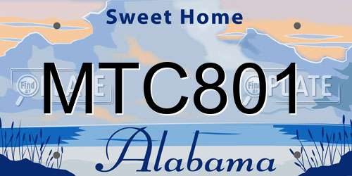 MTC801 Alabama License Plate