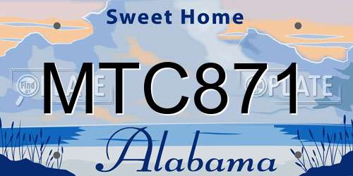 MTC871 Alabama License Plate