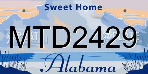 MTD2429 Alabama License Plate