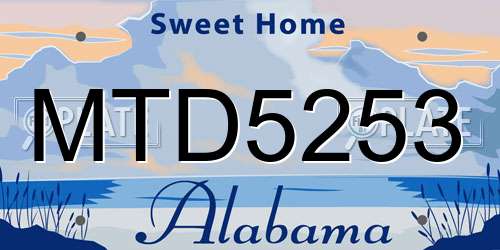 MTD5253 Alabama License Plate