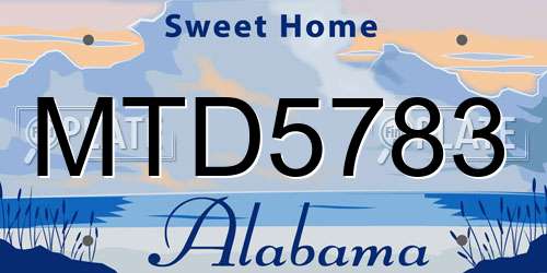 MTD5783 Alabama License Plate