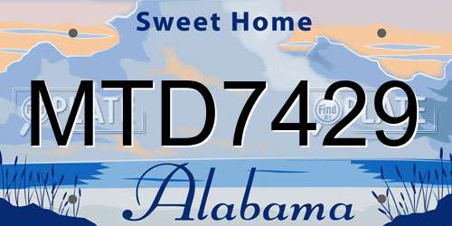 MTD7429 Alabama License Plate