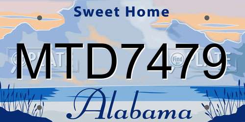 MTD7479 Alabama License Plate
