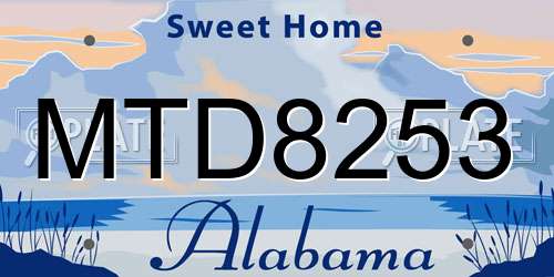MTD8253 Alabama License Plate
