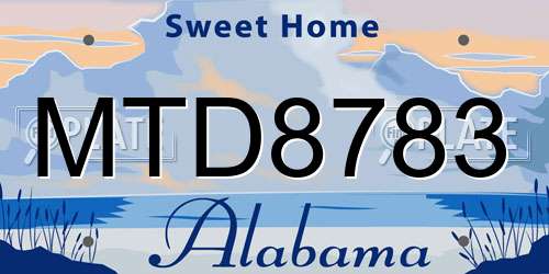 MTD8783 Alabama License Plate