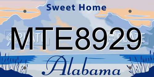 MTE8929 Alabama License Plate