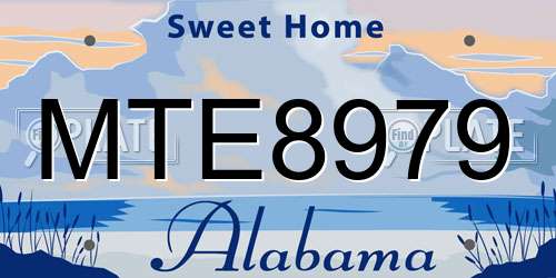 MTE8979 Alabama License Plate