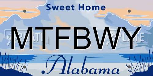 MTFBWY Alabama License Plate