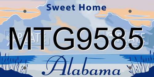MTG9585 Alabama License Plate