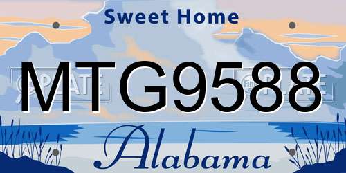 MTG9588 Alabama License Plate