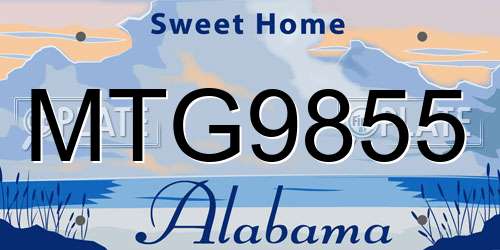 MTG9855 Alabama License Plate