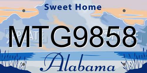 MTG9858 Alabama License Plate