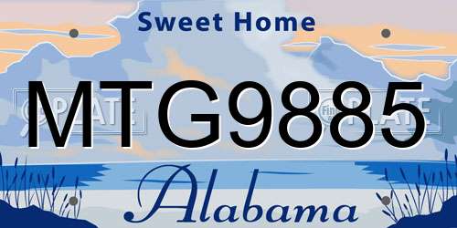 MTG9885 Alabama License Plate
