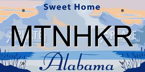 MTNHKR Alabama License Plate