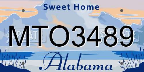 MTO3489 Alabama License Plate