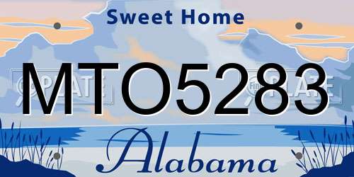 MTO5283 Alabama License Plate