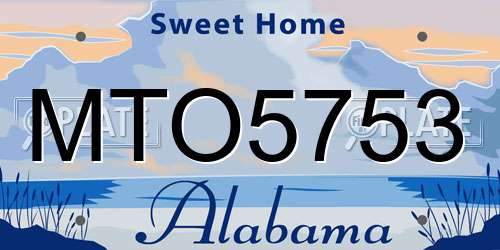 MTO5753 Alabama License Plate