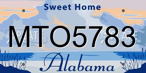 MTO5783 Alabama License Plate