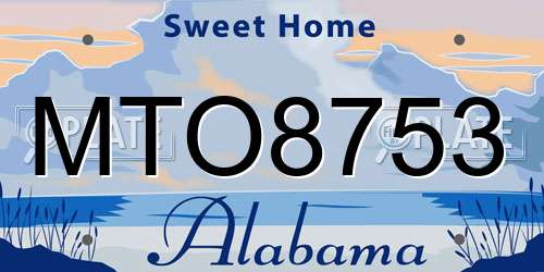 MTO8753 Alabama License Plate