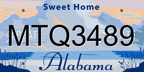 MTQ3489 Alabama License Plate