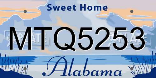 MTQ5253 Alabama License Plate
