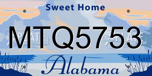 MTQ5753 Alabama License Plate