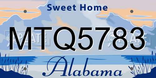 MTQ5783 Alabama License Plate