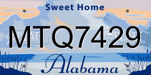 MTQ7429 Alabama License Plate