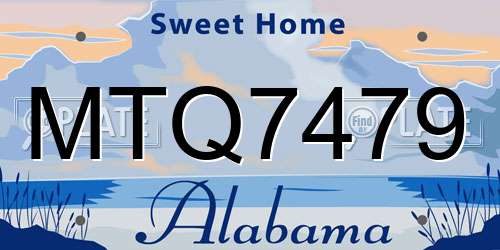 MTQ7479 Alabama License Plate
