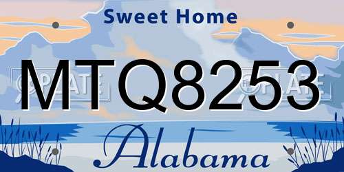 MTQ8253 Alabama License Plate