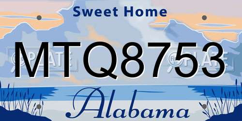 MTQ8753 Alabama License Plate