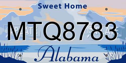MTQ8783 Alabama License Plate