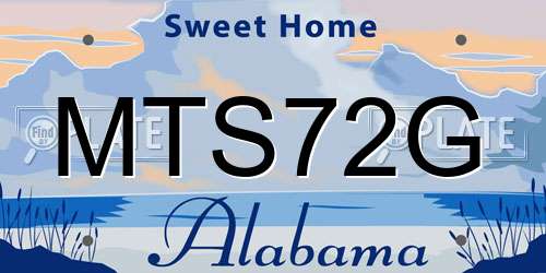 MTS72G Alabama License Plate