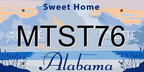 MTST76 Alabama License Plate