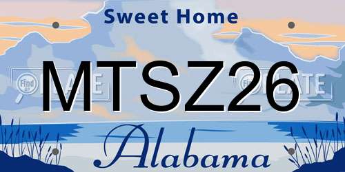 MTSZ26 Alabama License Plate